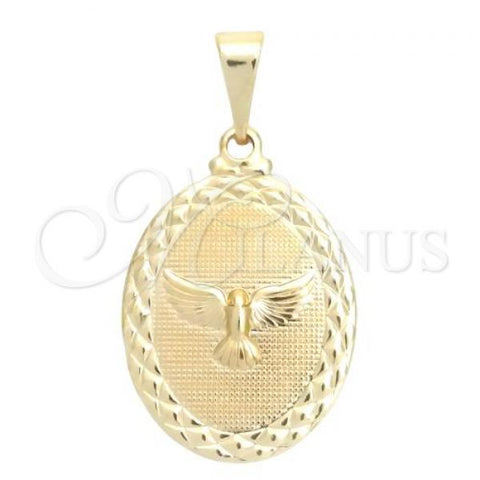 Oro Laminado Religious Pendant, Gold Filled Style Holy Spirit Design, Polished, Golden Finish, 05.58.0005