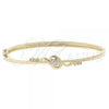 Oro Laminado Individual Bangle, Gold Filled Style Flower Design, with White Cubic Zirconia, Polished, Golden Finish, 07.156.0012 (09 MM Thickness, Size 5 - 2.50 Diameter)