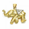 Oro Laminado Fancy Pendant, Gold Filled Style Elephant Design, Polished, Two Tone, 03.32.0268