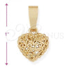 Oro Laminado Fancy Pendant, Gold Filled Style Heart Design, Golden Finish, 5.179.018