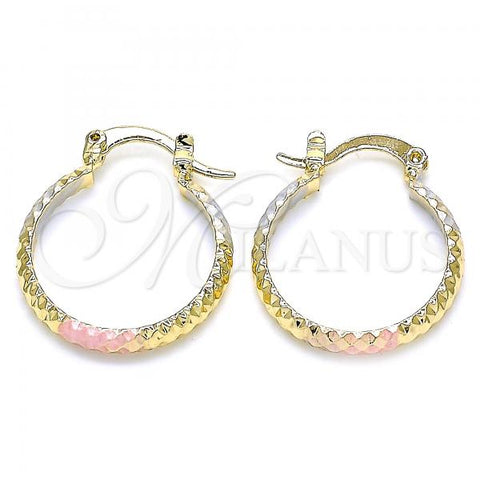 Oro Laminado Small Hoop, Gold Filled Style Diamond Cutting Finish, Tricolor, 02.96.0086.2.20