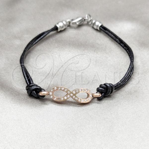 Stainless Steel Fancy Bracelet, Infinite Design, with White Crystal, Polished, Rose Gold Finish, 03.63.22131.07