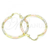 Oro Laminado Medium Hoop, Gold Filled Style Diamond Cutting Finish, Tricolor, 02.213.0249.40