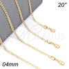 Oro Laminado Basic Necklace, Gold Filled Style Curb Design, Polished, Golden Finish, 04.32.0019.20