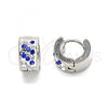Stainless Steel Huggie Hoop, with Sapphire Blue and White Crystal, Polished, Steel Finish, 02.230.0051.10