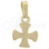 Oro Laminado Fancy Pendant, Gold Filled Style Cross Design, Polished, Golden Finish, 5.183.025.1