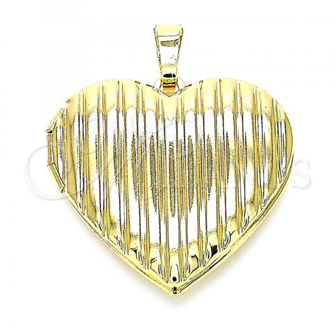 Oro Laminado Locket Pendant, Gold Filled Style Heart Design, Polished, Golden Finish, 05.117.0029
