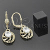 Oro Laminado Dangle Earring, Gold Filled Style Sun Design, with White Cubic Zirconia, Polished, Golden Finish, 5.073.010