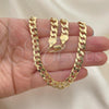 Oro Laminado Basic Necklace, Gold Filled Style Concave Cuban Design, Polished, Golden Finish, 5.223.002.30
