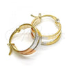 Oro Laminado Small Hoop, Gold Filled Style Matte Finish, Tricolor, 02.65.2618.15