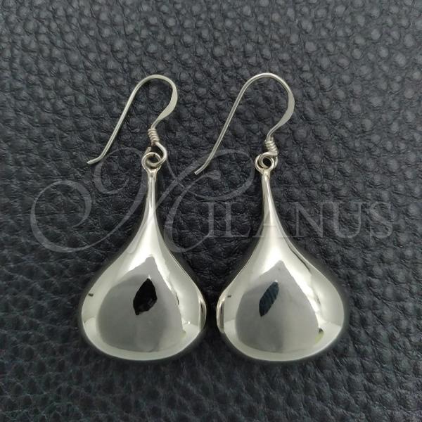 Sterling Silver Dangle Earring, Teardrop Design, Polished, Silver Finish, 02.397.0004