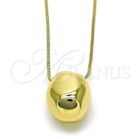 Oro Laminado Pendant Necklace, Gold Filled Style Ball and Box Design, Polished, Golden Finish, 04.213.0315.18