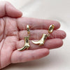 Oro Laminado Dangle Earring, Gold Filled Style Shoes Design, Polished, Golden Finish, 02.341.0253
