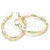 Oro Laminado Medium Hoop, Gold Filled Style Hollow Design, Polished, Tricolor, 02.170.0257.1.40