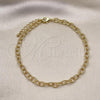 Oro Laminado Fancy Anklet, Gold Filled Style Rolo Design, Diamond Cutting Finish, Golden Finish, 04.63.1422.10