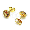 Oro Laminado Stud Earring, Gold Filled Style with Garnet Cubic Zirconia, Polished, Golden Finish, 02.387.0099.1