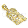 Oro Laminado Religious Pendant, Gold Filled Style Jesus Design, with White Cubic Zirconia, Polished, Golden Finish, 05.120.0015
