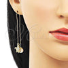 Oro Laminado Threader Earring, Gold Filled Style Turtle Design, with White Micro Pave, Polished, Golden Finish, 02.210.0811