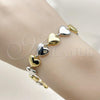 Oro Laminado Tennis Bracelet, Gold Filled Style Heart Design, Polished, Two Tone, 03.341.0242.07