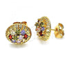 Oro Laminado Stud Earring, Gold Filled Style with Multicolor Cubic Zirconia, Polished, Golden Finish, 02.387.0091.2