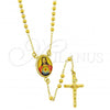 Oro Laminado Thin Rosary, Gold Filled Style Sagrado Corazon de Jesus and Crucifix Design, Polished, Golden Finish, 09.118.0005.20