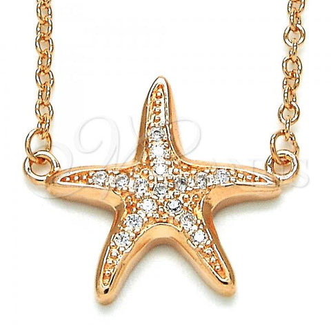 Sterling Silver Pendant Necklace, with White Cubic Zirconia, Polished, Rose Gold Finish, 04.336.0101.1.16