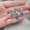 Sterling Silver Earring and Pendant Adult Set, Seahorse Design, with Bermuda Blue Opal, Polished, Silver Finish, 10.391.0015
