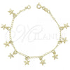 Oro Laminado Charm Bracelet, Gold Filled Style Star Design, Polished, Golden Finish, 03.09.0033.07