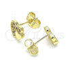 Oro Laminado Stud Earring, Gold Filled Style Heart Design, with Garnet and White Micro Pave, Polished, Golden Finish, 02.199.0036.1