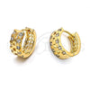 Oro Laminado Huggie Hoop, Gold Filled Style with White Cubic Zirconia, Polished, Golden Finish, 5.132.013