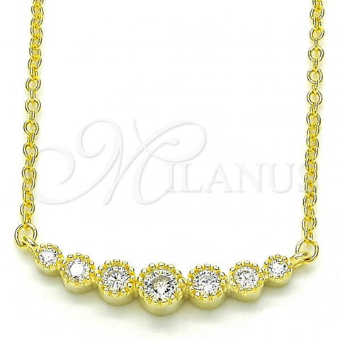 Sterling Silver Pendant Necklace, with White Cubic Zirconia, Polished, Golden Finish, 04.336.0089.2.16