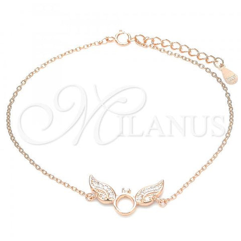 Sterling Silver Fancy Bracelet, with White Micro Pave, Polished, Rose Gold Finish, 03.336.0065.1.08
