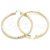 Oro Laminado Extra Large Hoop, Gold Filled Style Hollow Design, Diamond Cutting Finish, Tricolor, 02.170.0250.70