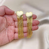 Oro Laminado Long Earring, Gold Filled Style Heart Design, Polished, Golden Finish, 02.341.0150