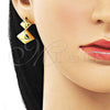 Oro Laminado Dangle Earring, Gold Filled Style Chunky Design, Polished, Golden Finish, 02.368.0080