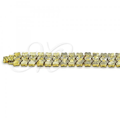 Oro Laminado Solid Bracelet, Gold Filled Style Heart Design, Polished, Golden Finish, 03.100.0074.08