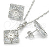 Rhodium Plated Earring and Pendant Adult Set, with White Cubic Zirconia, Polished, Rhodium Finish, 10.106.0018.1