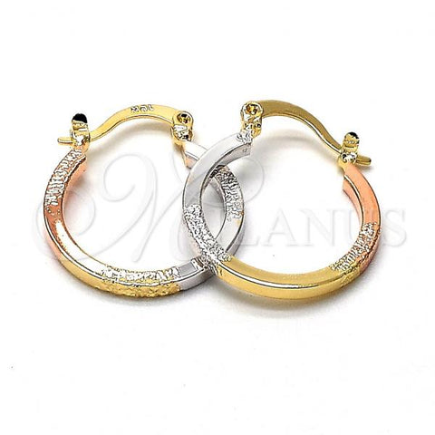Oro Laminado Small Hoop, Gold Filled Style Diamond Cutting Finish, Tricolor, 5.154.006