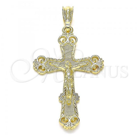 Oro Laminado Religious Pendant, Gold Filled Style Crucifix Design, Polished, Golden Finish, 05.351.0181