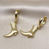 Oro Laminado Dangle Earring, Gold Filled Style Shoes Design, Polished, Golden Finish, 02.341.0253