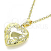 Oro Laminado Locket Pendant, Gold Filled Style Heart and Flower Design, Polished, Golden Finish, 05.117.0005