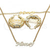 Oro Laminado Necklace, Bracelet and Earring, Gold Filled Style Polished, Golden Finish, 06.63.0249