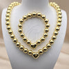 Oro Laminado Necklace and Bracelet, Gold Filled Style Ball and Heart Design, Polished, Golden Finish, 06.341.0010.1