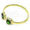 Oro Laminado Individual Bangle, Gold Filled Style with Green Cubic Zirconia and White Micro Pave, Polished, Golden Finish, 07.381.0002.3