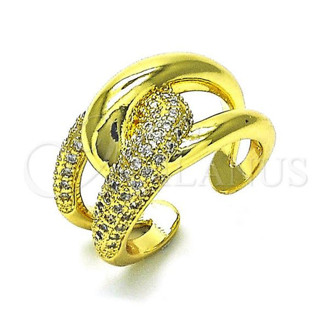 Oro Laminado Multi Stone Ring, Gold Filled Style with White Micro Pave, Polished, Golden Finish, 01.341.0135