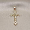 Oro Laminado Religious Pendant, Gold Filled Style Cross Design, Golden Finish, 5.189.013