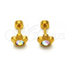 Stainless Steel Stud Earring, Flower Design, with Aurore Boreale Crystal, Polished, Golden Finish, 02.271.0019.3