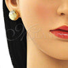 Oro Laminado Stud Earring, Gold Filled Style Diamond Cutting Finish, Golden Finish, 02.100.0055.3