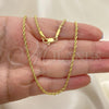 Oro Laminado Basic Necklace, Gold Filled Style Rope Design, Diamond Cutting Finish, Golden Finish, 04.118.0111.18
