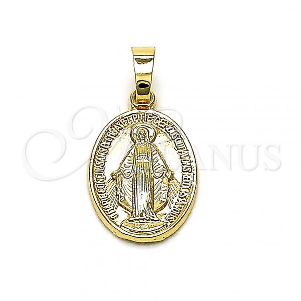 Oro Laminado Religious Pendant, Gold Filled Style Virgen Maria Design, Diamond Cutting Finish, Golden Finish, 5.199.026
